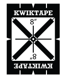 A black and white picture of the kwik tape logo.